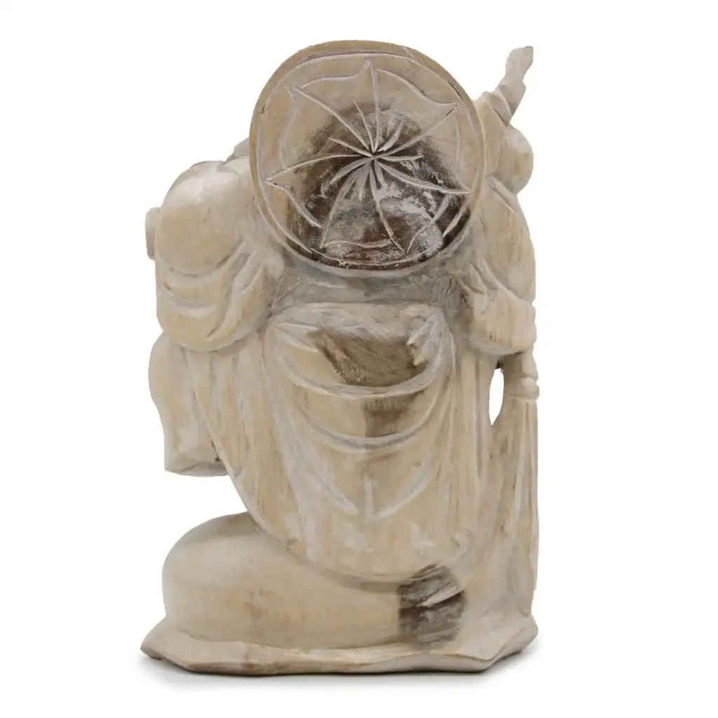 Happy Buddha Bring Wood – Whitewash 30cm | www.artisangoods.co.uk 2