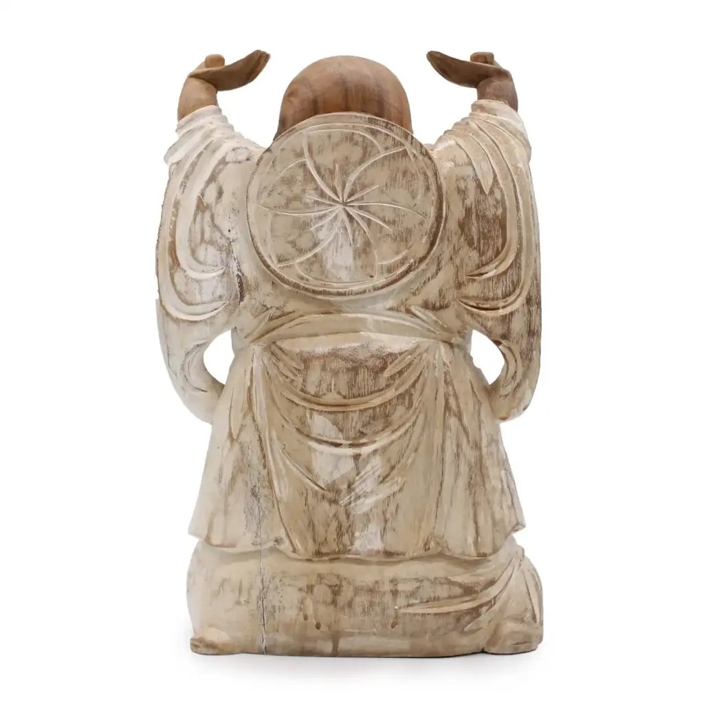 Happy Buddha Hands Up – Whitewash 40cm | www.artisangoods.co.uk 2