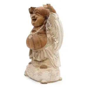 Happy Buddha Hands Up – Whitewash 40cm | www.artisangoods.co.uk 1