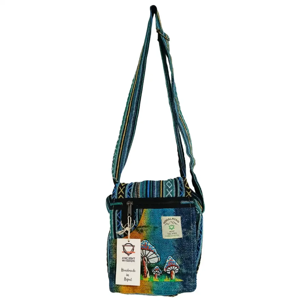 Hemp Embroidery Mushroom Party Bag – Green Mushrooms | www.artisangoods.co.uk 2 Hemp Embroidery Mushroom Party Bag – Green Mushrooms | www.artisangoods.co.uk 2