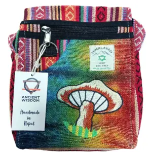 Hemp Embroidery Mushroom Party Bag – Orange Mushrooms | www.artisangoods.co.uk 3