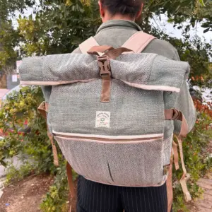 Hemp Trekking Rolling Backpack – Sage | www.artisangoods.co.uk 3
