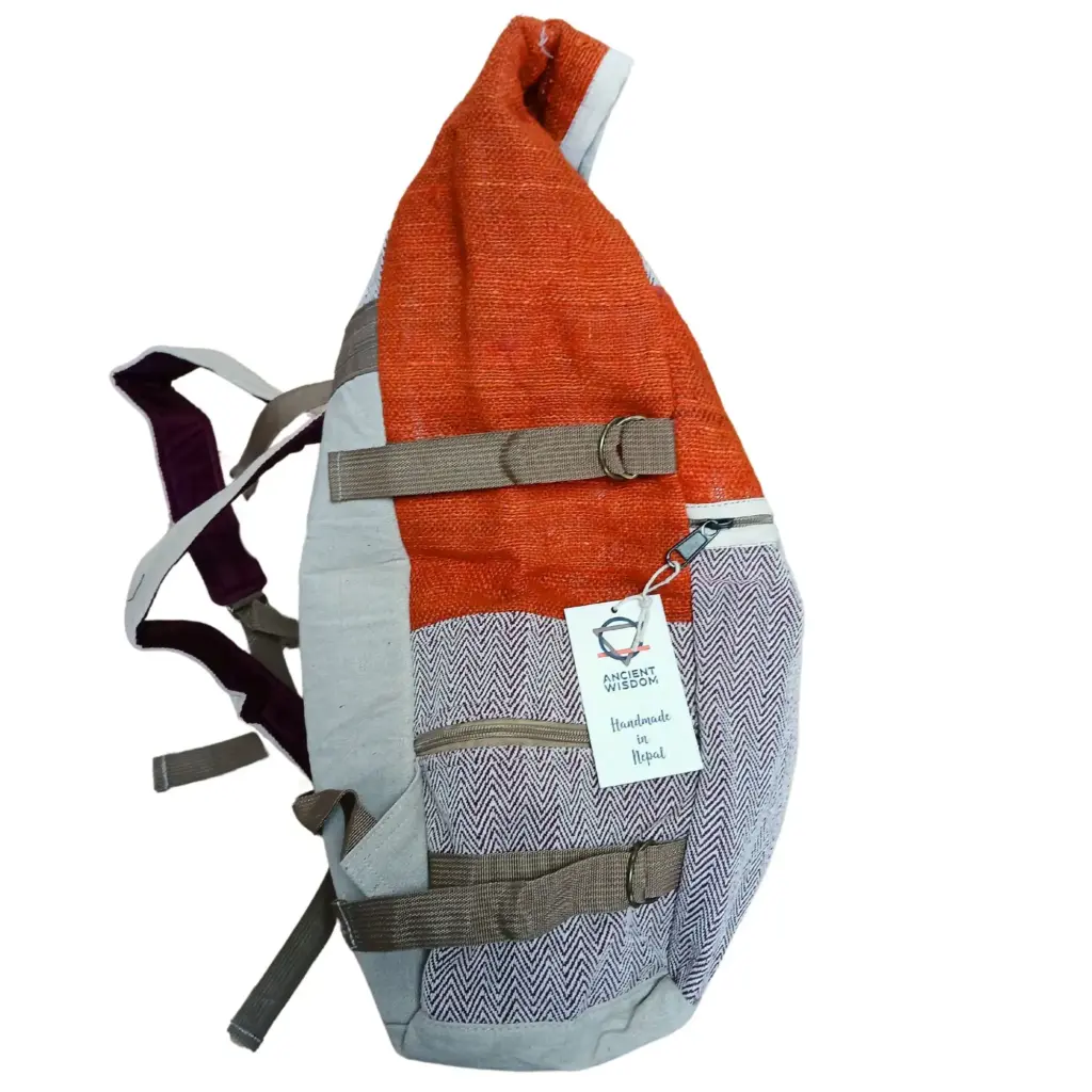 Hemp Trekking Rolling Backpack – Sunset Orange | www.artisangoods.co.uk 2
