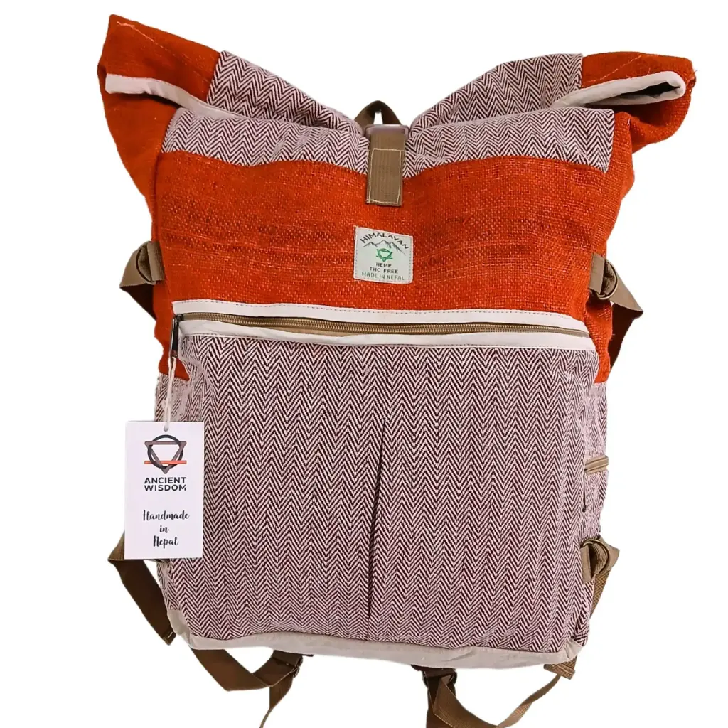 Hemp Trekking Rolling Backpack – Sunset Orange | www.artisangoods.co.uk