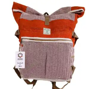 Hemp Trekking Rolling Backpack – Sunset Orange | www.artisangoods.co.uk 1