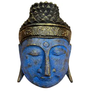 Home Decoration Buddha Head – 25cm – Blue Shine Finish | www.artisangoods.co.uk 2