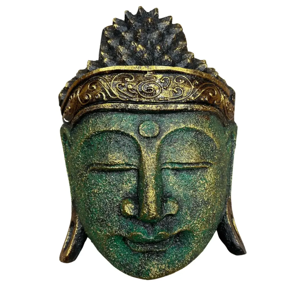 Home Decoration Buddha Head – 25cm – Green Shine Finish | www.artisangoods.co.uk 2