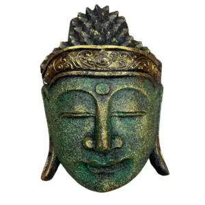 Home Decoration Buddha Head – 25cm – Green Shine Finish | www.artisangoods.co.uk 2