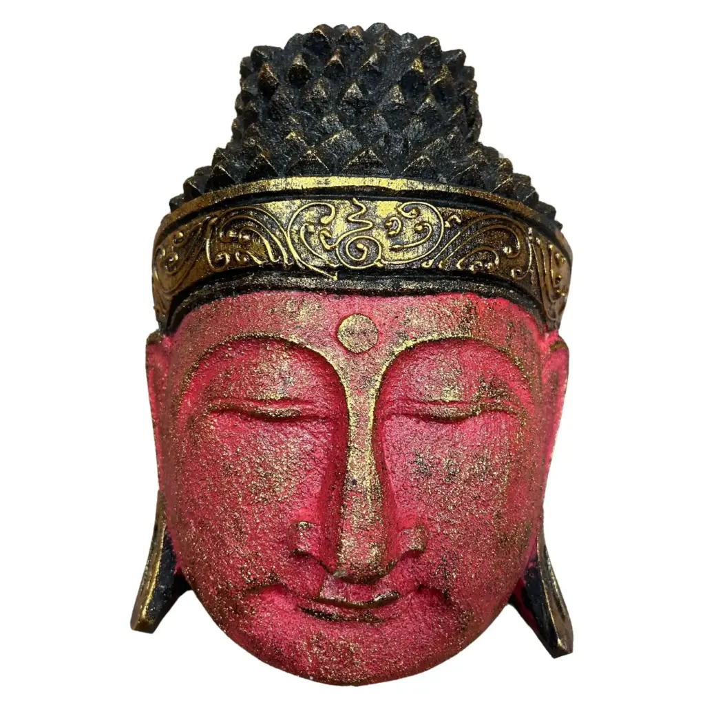 Home Decoration Buddha Head – 25cm – Red Shine Finish | www.artisangoods.co.uk 2