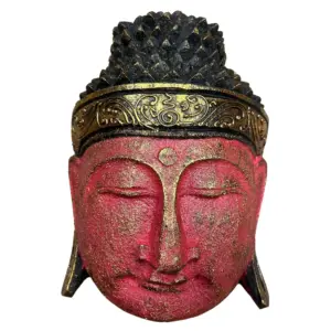 Home Decoration Buddha Head – 25cm – Red Shine Finish | www.artisangoods.co.uk 2