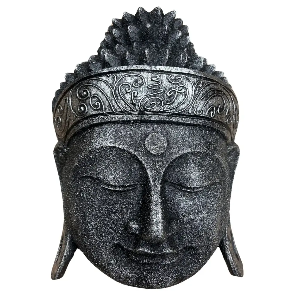Home Decoration Buddha Head – 25cm – Silver Shine Finish | www.artisangoods.co.uk 2