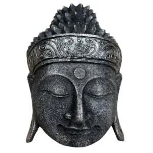 Home Decoration Buddha Head – 25cm – Silver Shine Finish | www.artisangoods.co.uk 2