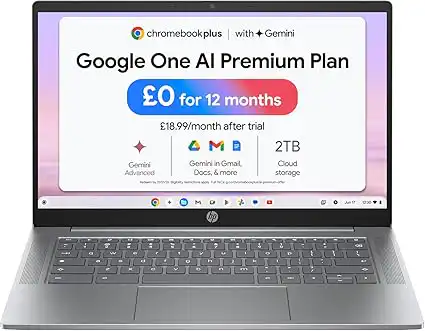HP Chromebook Plus 14 with Intel Core i3 and 256 GB Storage