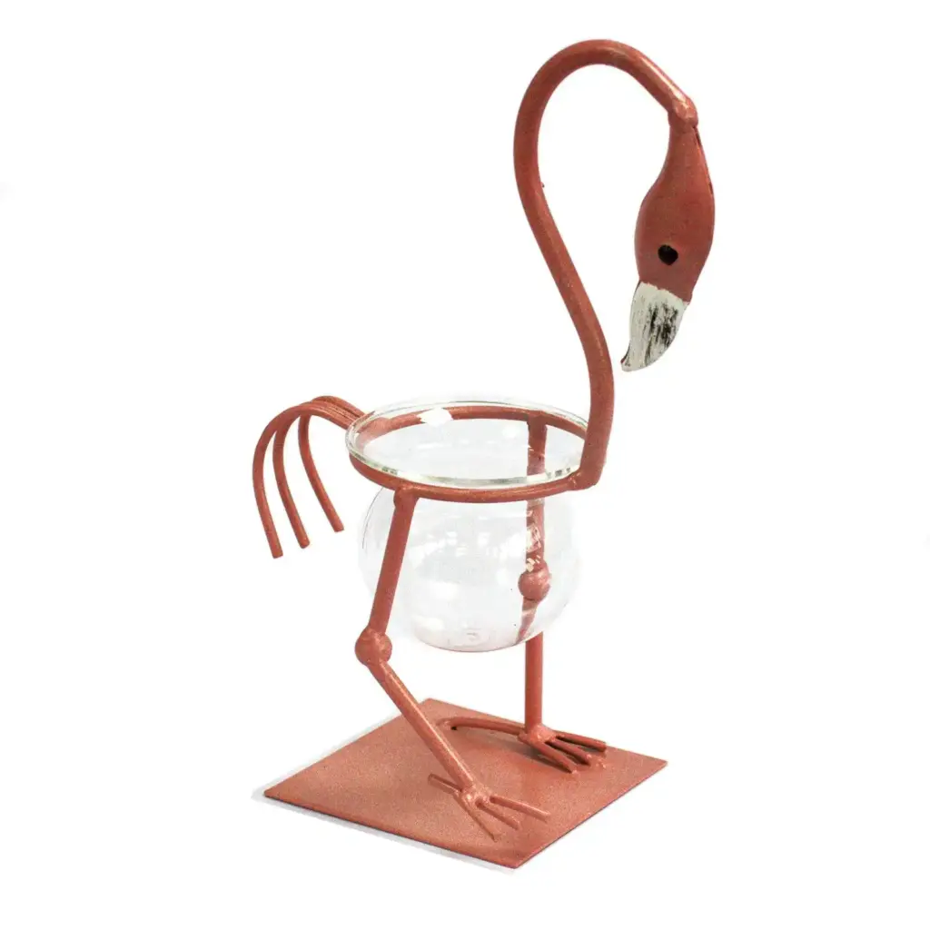 Hydroponic Home Décor – Pink Metal Flamingo Des 1 | www.artisangoods.co.uk