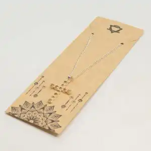 Indian Devotional Pendant - Silver Plated (45cm Chain)- Citrine Crucifix