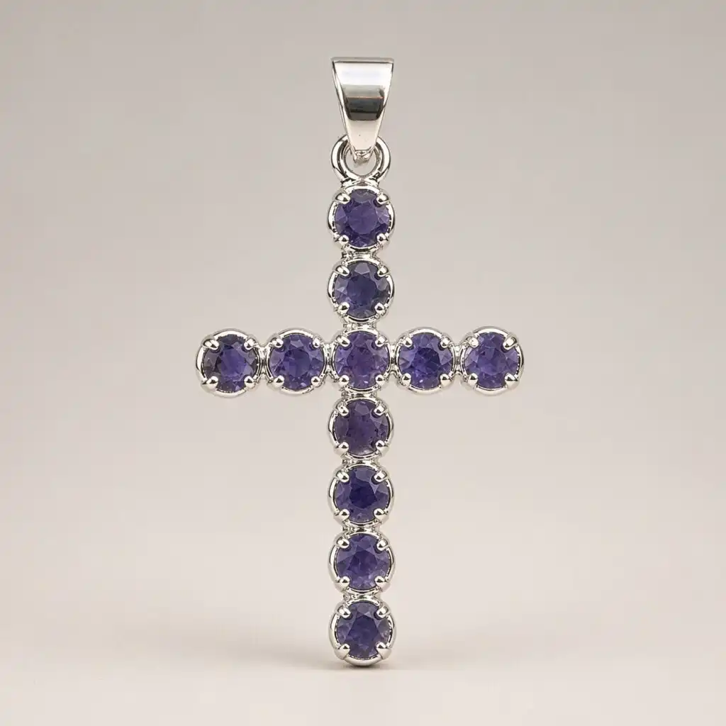Indian Devotional Pendant - Silver Plated (45cm Chain)- Ionite Crucifix