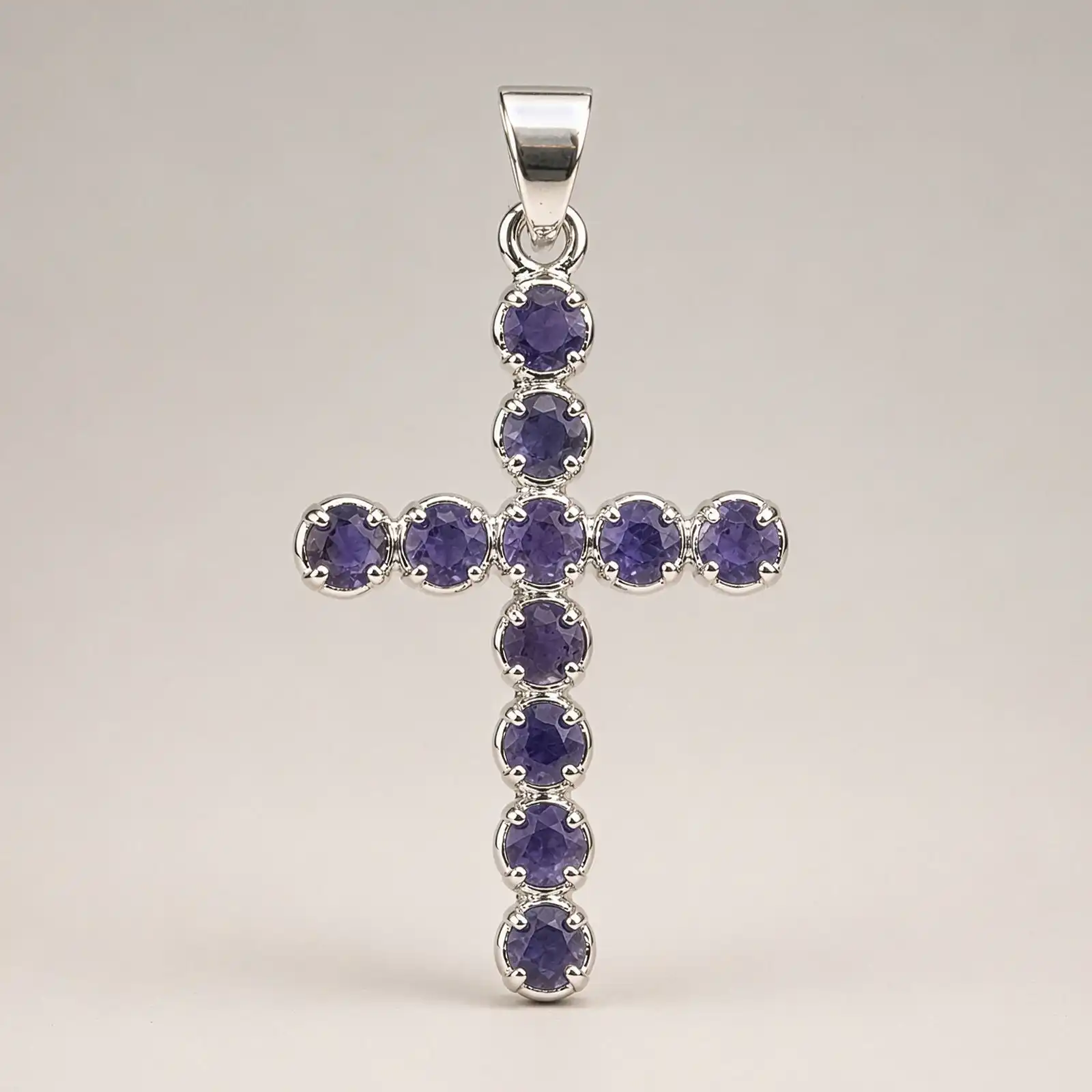 Indian Devotional Pendant - Silver Plated (45cm Chain)- Ionite Crucifix