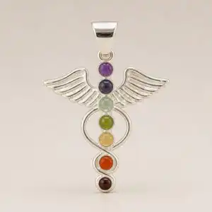 Indian Devotional Pendant - Silver Plated (45cm Cord)- Angel Chakra