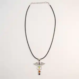Indian Devotional Pendant - Silver Plated (45cm Cord)- Angel Chakra