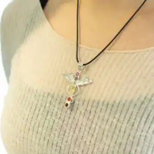 Indian Devotional Pendant - Silver Plated (45cm Cord)- Angel Chakra