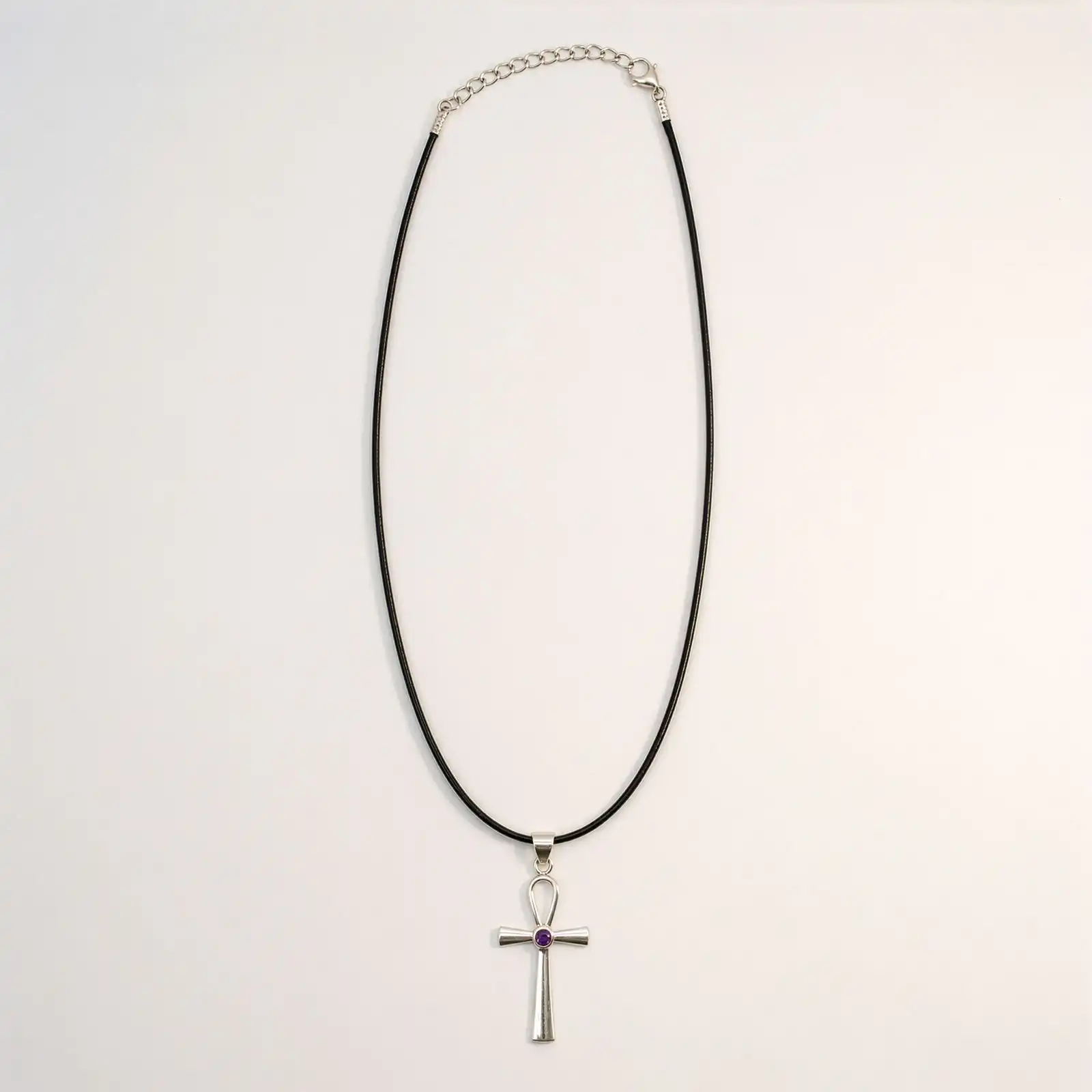 Indian Devotional Pendant - Silver Plated (45cm Cord)- Ankh Symbol of Eternal Life