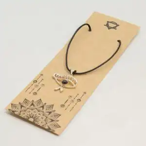 Indian Devotional Pendant - Silver Plated (45cm Cord)- Cleopatra Eye - Iolite