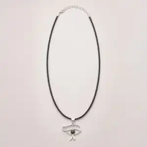 Indian Devotional Pendant - Silver Plated (45cm Cord)- Cleopatra Eye - Iolite