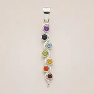 Indian Devotional Pendant - Silver Plated (45cm Cord)- Snake Chakra