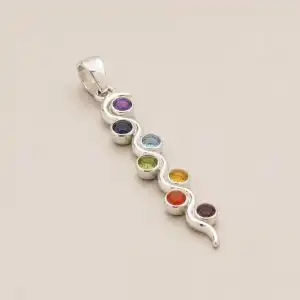 Indian Devotional Pendant - Silver Plated (45cm Cord)- Snake Chakra