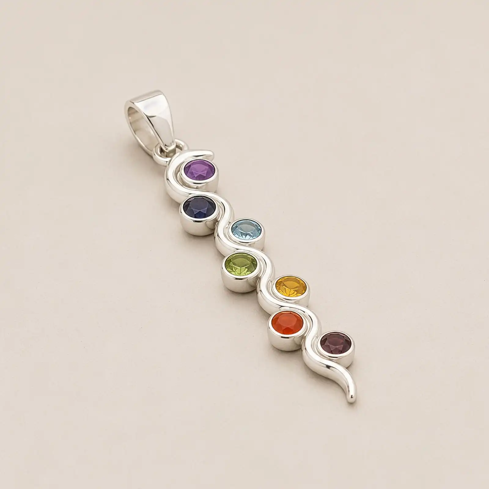 Indian Devotional Pendant - Silver Plated (45cm Cord)- Snake Chakra