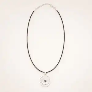 Indian Devotional Pendant - Silver Plated (45cm Cord)- Sun Worship Amethyst