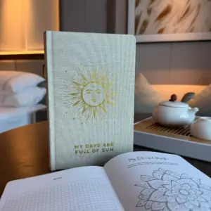 Ivory Gratitude Journal with Gold Lining – 120 pages – My Days are Full of Sun | www.artisangoods.co.uk