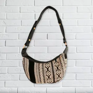 Jacquard Hobo Bag – Grey Metro (black strap) | www.artisangoods.co.uk 3