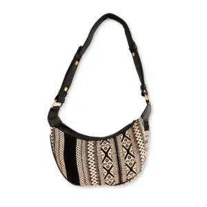 Jacquard Hobo Bag – Grey Metro (black strap) | www.artisangoods.co.uk 2