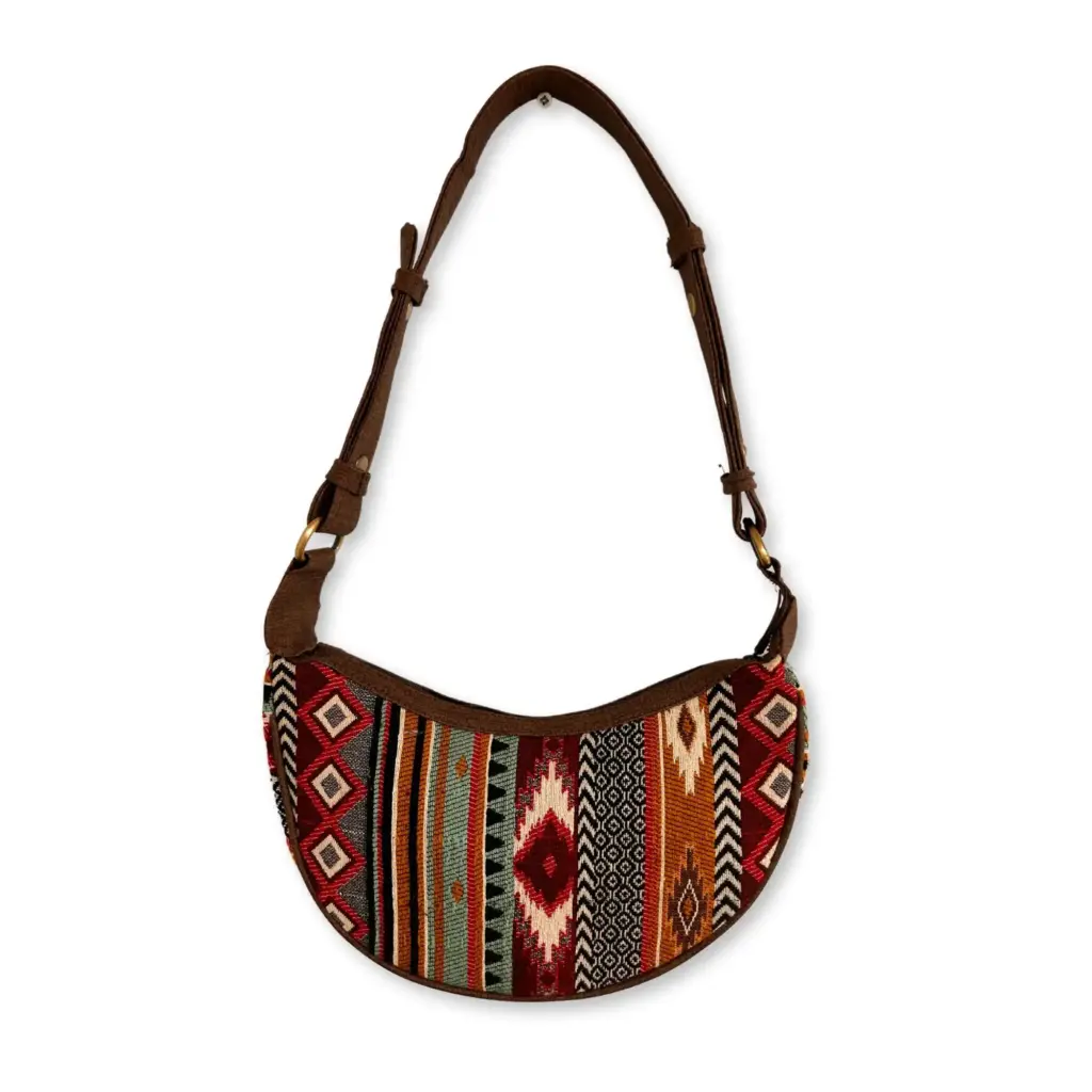 Jacquard Hobo Bag – Rich Browns (brown strap) | www.artisangoods.co.uk 2