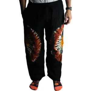 Japanese Style Lounge Pants – Black Chocolate & Orange – L | www.artisangoods.co.uk 3