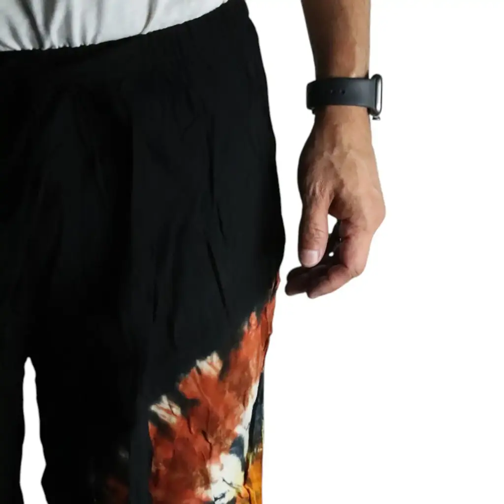 Japanese Style Lounge Pants – Black Chocolate & Orange – M | www.artisangoods.co.uk 2