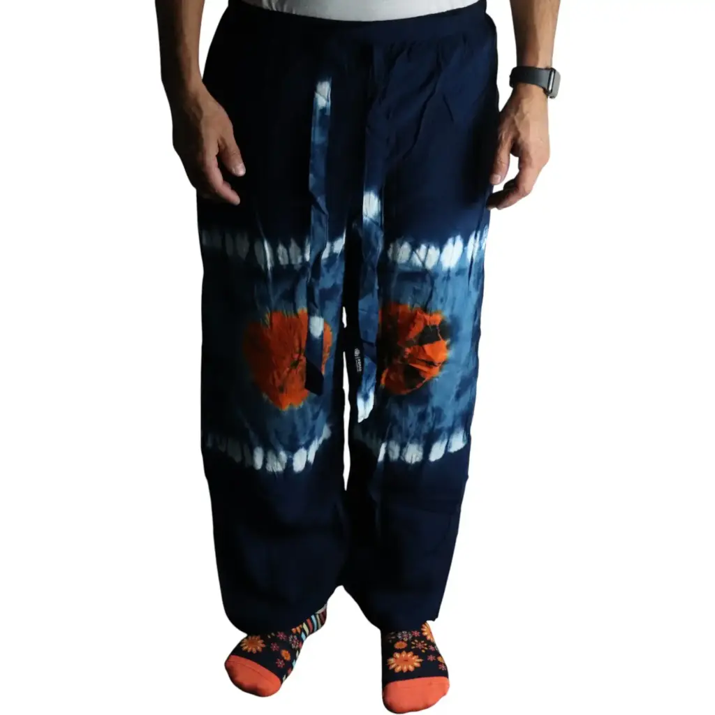 Japanese Style Lounge Pants – Teal & Orange – M | www.artisangoods.co.uk
