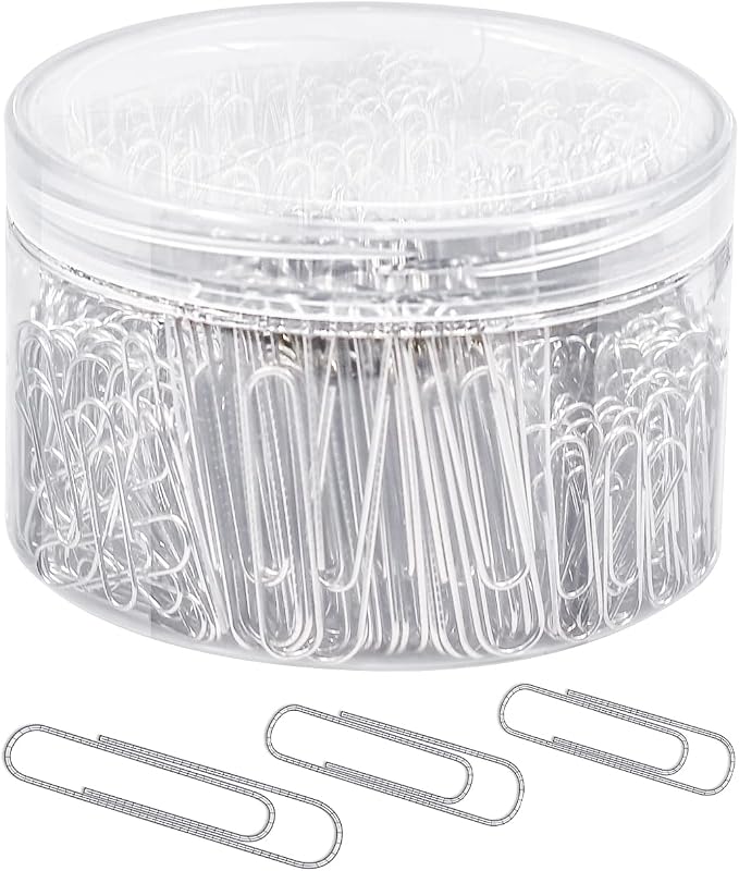 JIKIOU 750 Assorted Paper Clips, 28 mm, 33 mm, 50 mm - Silver