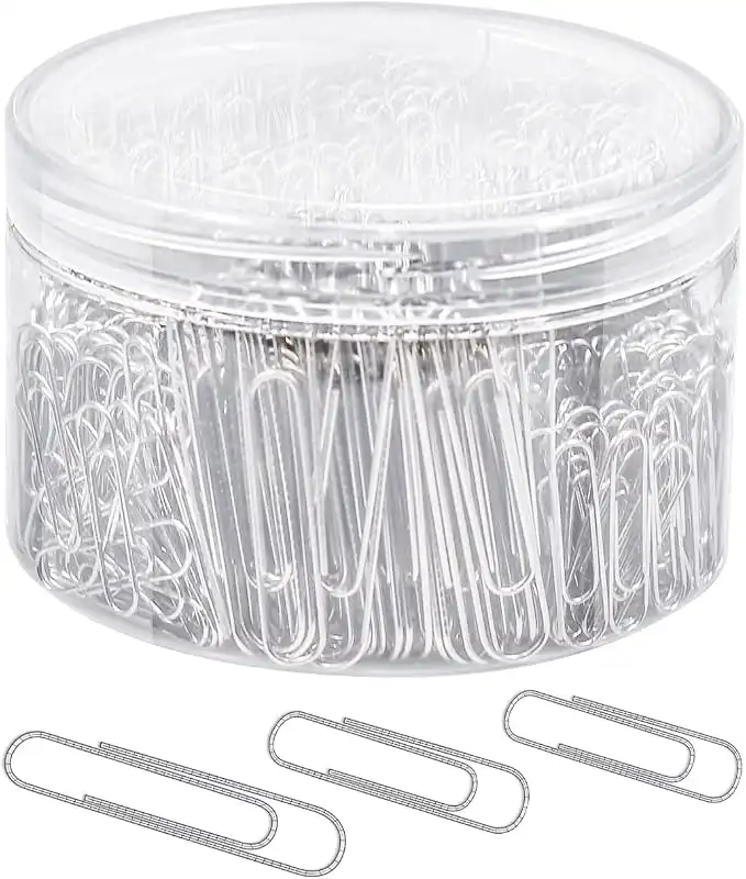 JIKIOU 750 Assorted Paper Clips, 28 mm, 33 mm, 50 mm - Silver