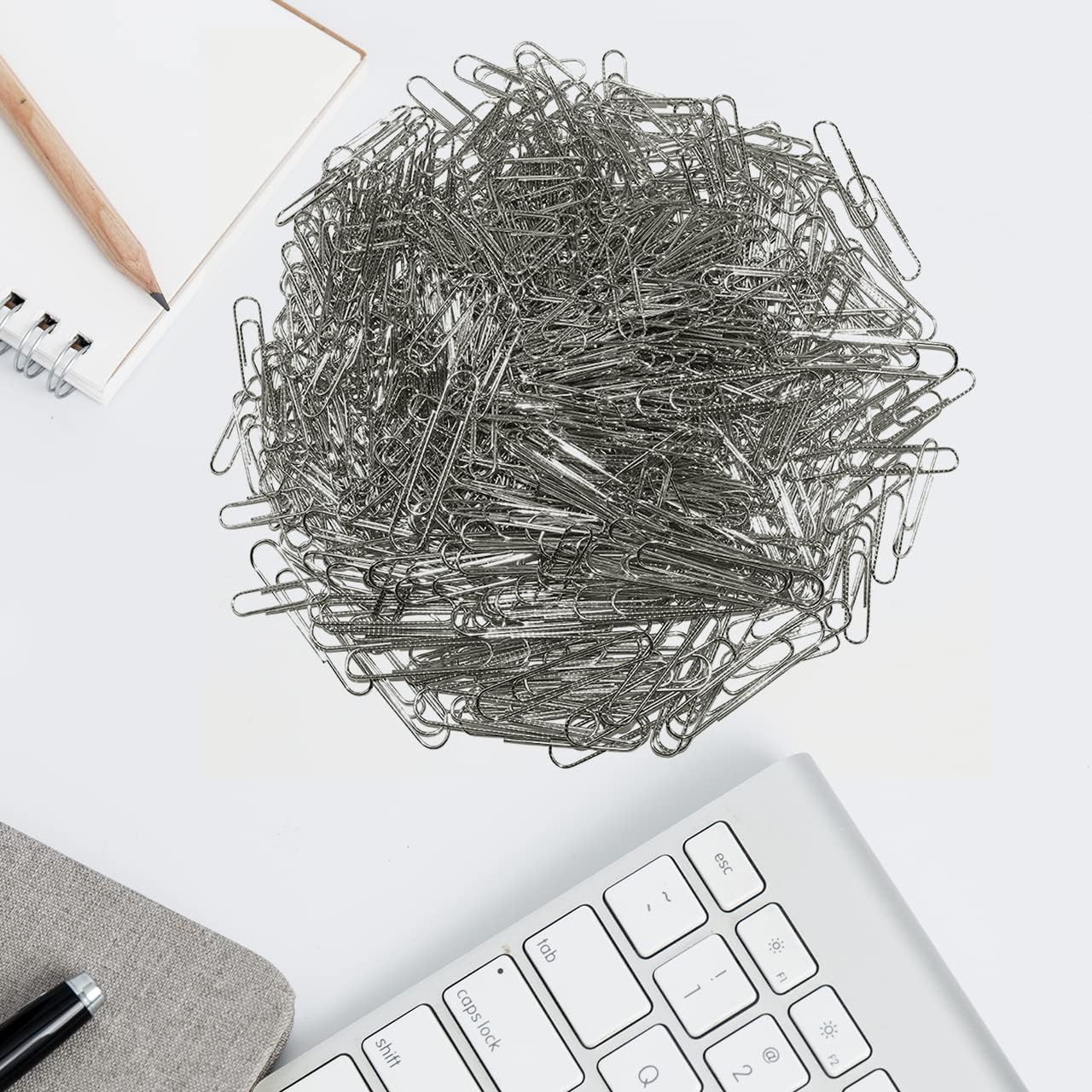 JIKIOU 750 Assorted Paper Clips, 28 mm, 33 mm, 50 mm - Silver
