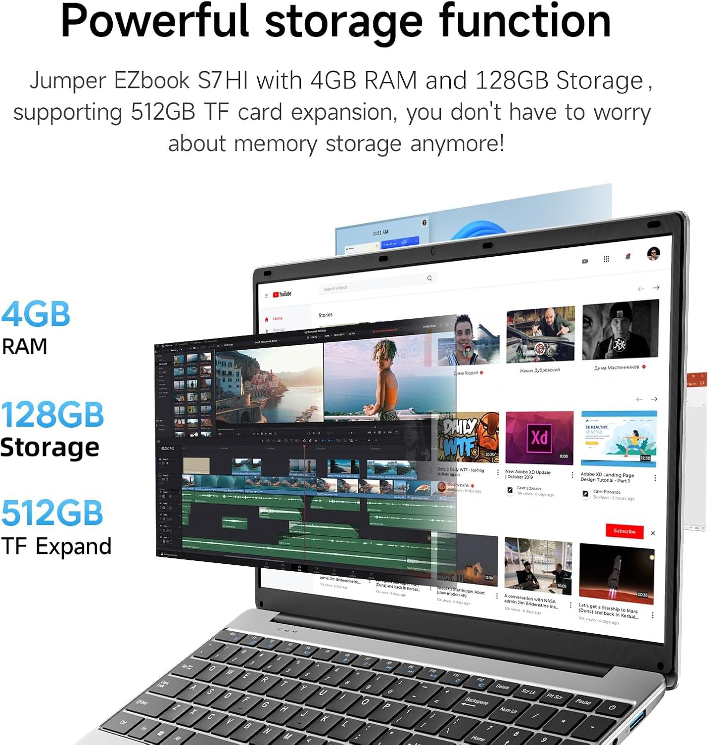 jumper S7-Hi 15.6 Inch Laptop, 4 GB RAM, 128 GB Storage, Windows 11