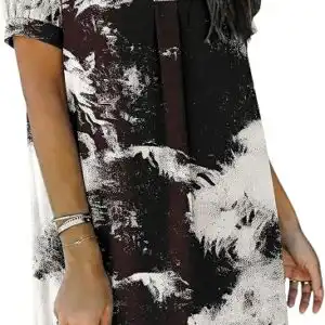 KISSMODA Women's V Neck Casual Shift Dress Short Sleeve Summer
