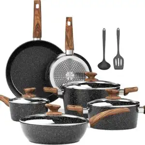 Kitchen Academy Induction Hob 12-Piece Cookware Set Non-Stick Black