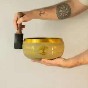 Large Aluminum Singing Bowl – Buddha Tree of Life – Copper Colour (19cm) | www.artisangoods.co.uk 3