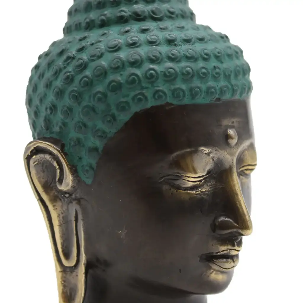 Large Antique Brass Buddha Head | www.artisangoods.co.uk 3