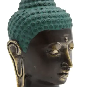 Large Antique Brass Buddha Head | www.artisangoods.co.uk 3
