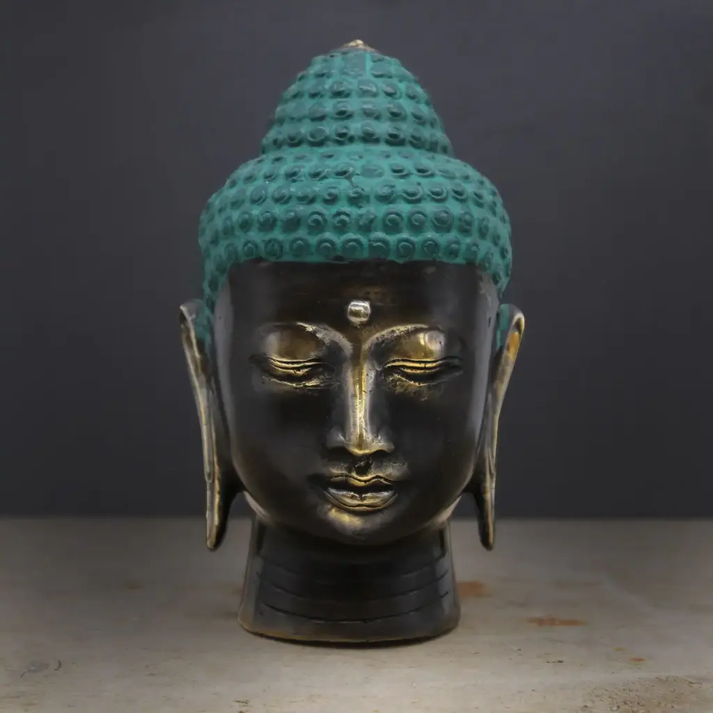 Large Antique Brass Buddha Head | www.artisangoods.co.uk 4