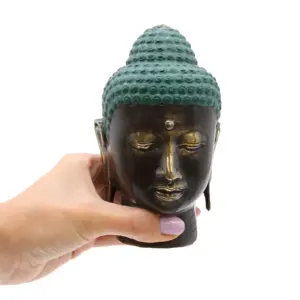 Large Antique Brass Buddha Head | www.artisangoods.co.uk 2