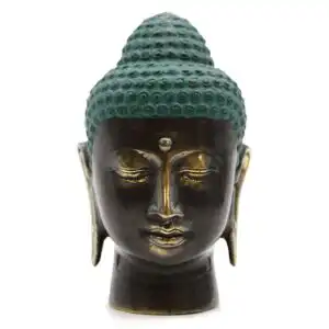 Large Antique Brass Buddha Head | www.artisangoods.co.uk 1